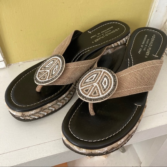 Donald J. Pliner | Shoes | Selena Peace Beaded Sandal Wedge Sandal 85 |  Poshmark